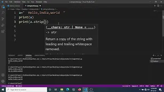 String method len upper lower strip replace split and index position check in python