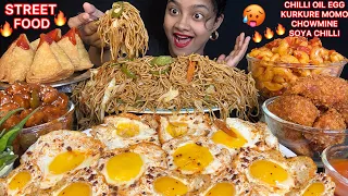 CHILLI OIL EGG, KURKURE MOMO, DESI STYLE CHOWMIN, SPICY PASTA, SOYA CHILLI, SAMOSA π FOOD EATING πΆοΈ