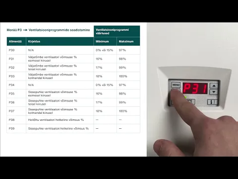 Zehnder ComfoAir Standard ventilatsiooniseadme seadistamine