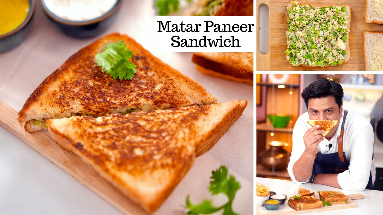 Chatpata Matar Paneer Sandwich for Lunch Box         Paneer Matar Toast