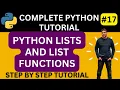 Python List Tutorial Lists In Python Python Lists And List Functions Python Tutorial
