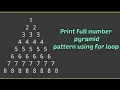 C program to draw full number pyramid using for loop