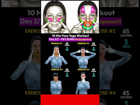 Double Chin + Nasolabial Folds + Sagging Jowls 10 Min Face Yoga Workout — Day 2