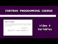 Fortran Programming Course - Variables