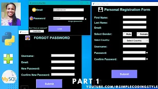 Python with MYSQL Registration Page in Python using Tkinter and MYSQL Database PART 1