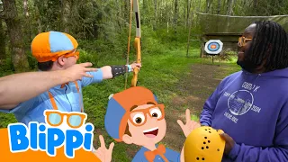 Games Outside - Archery! 🎯Blippi - Sports & Games Cartoons for Kids