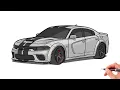 How to draw a DODGE CHARGER SRT HELLCAT REDEYE 2020 drawing dodge charger 2019 car step by step