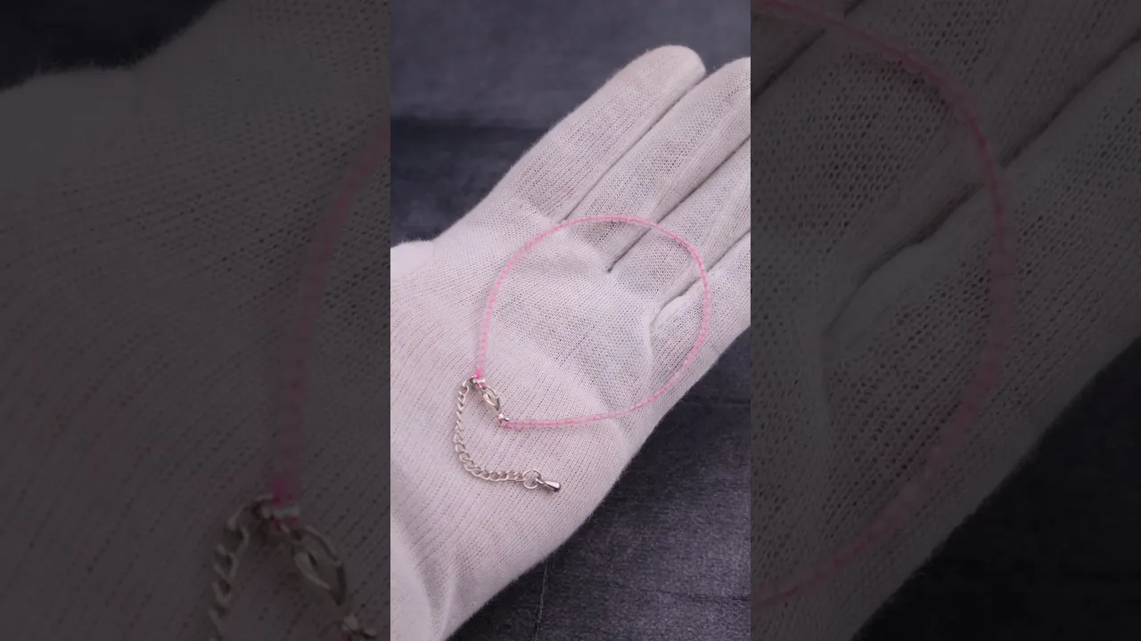 Natural Rose Quartz Diamond Cut Anklet for Love, Harmony & Emotional Balance