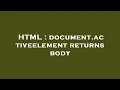 HTML document activeelement returns body