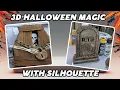 3D Tombstone Skeleton Halloween Art Creative Process with Silhouette