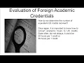 Evaluation of Foreign Academic Credentials