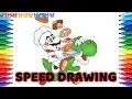 Speed Drawing Super Mario Yoshi s Cookie Mario Yoshi Drawing Coloring Pages s for Kids