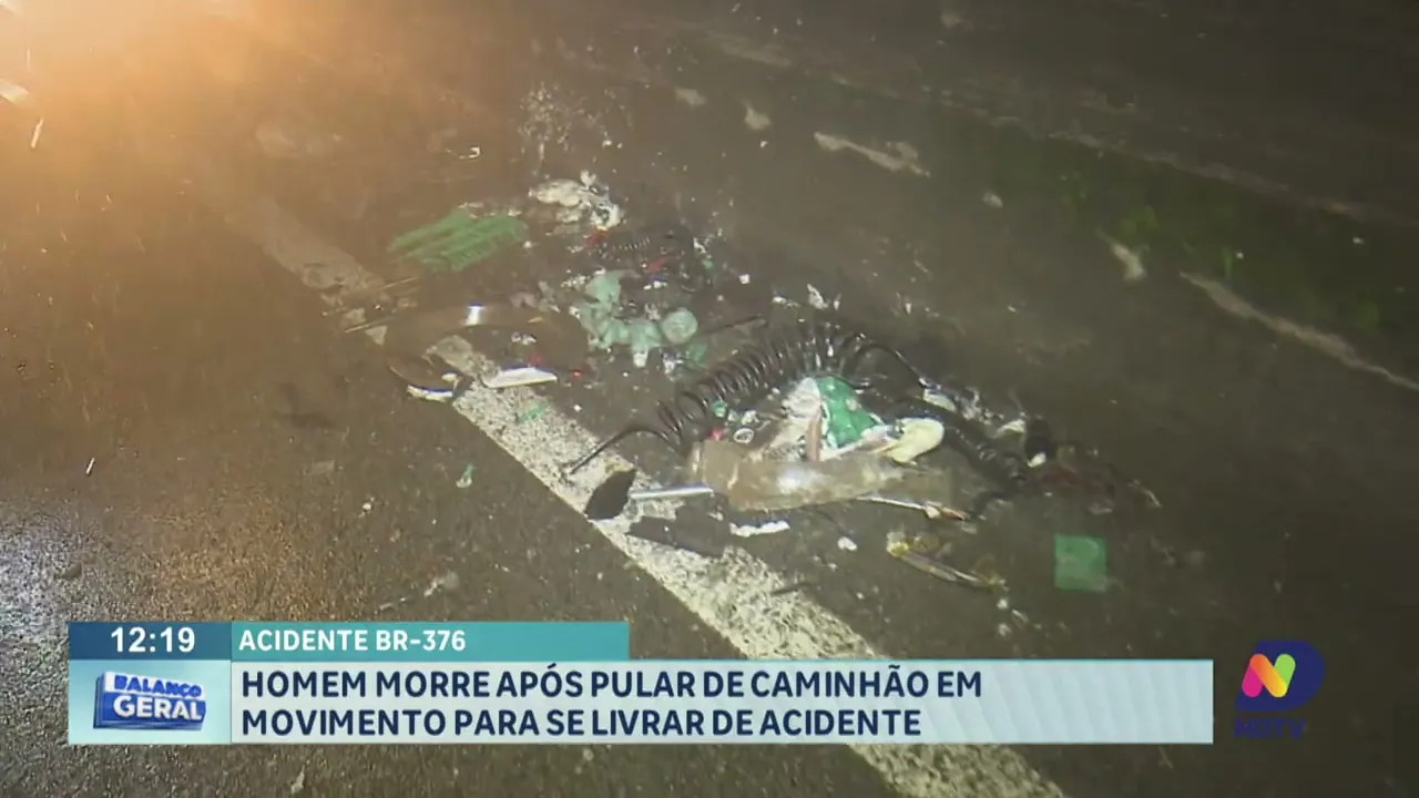 Homem morre após pular de caminhão em movimento para se livrar de acidente na BR-376