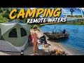 Remote RIVER CAMPING Searching For BIG FISH IN The Summer Camp and Cook