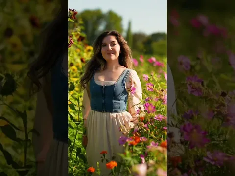 Dreaming at the flower farm #flowerfarm #shorts #flowers #magical #fairytale #dress #shortvideo