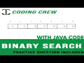 BINARY SEARCH EXPLAINED HINDI WITH JAVA CODE PRACTICE QUESTION