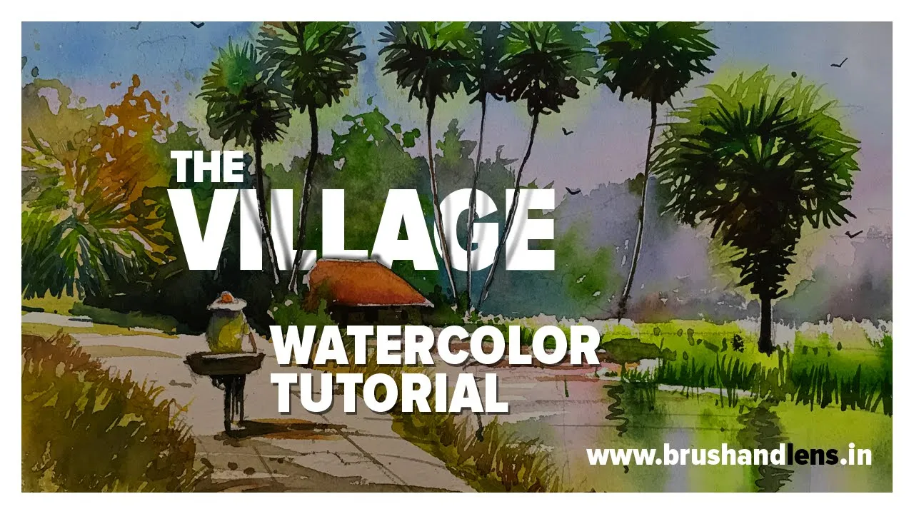 The village watercolor tutorial for beginners by Jagadeesh Narayanan