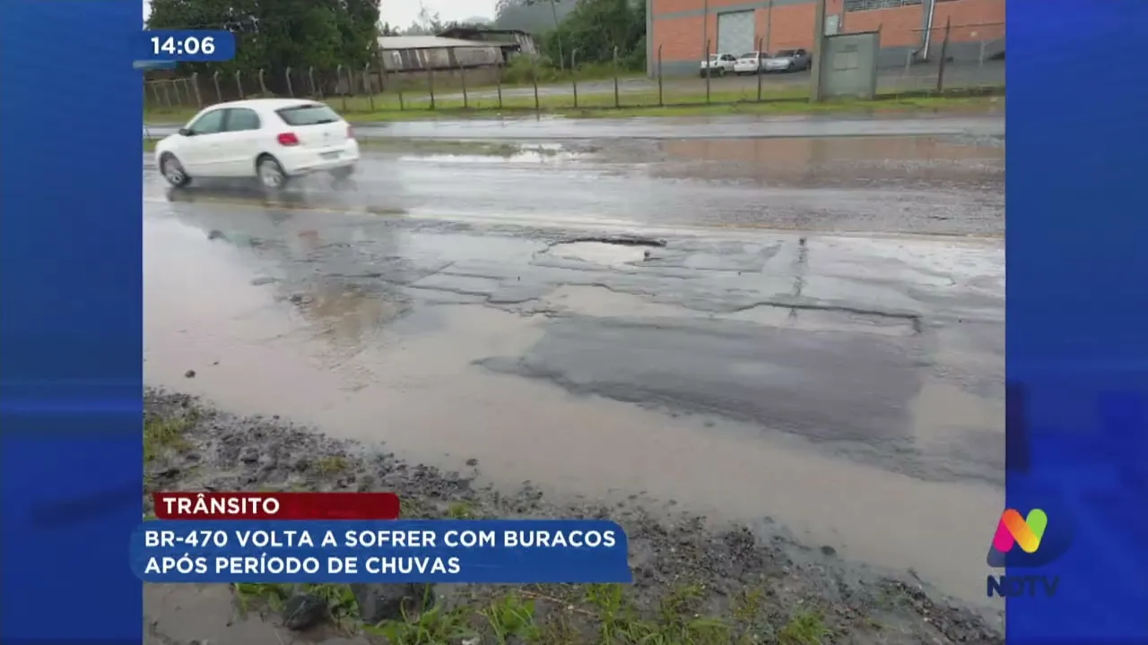 Trânsito: BR-470 volta a sofrer com buracos após períodos de chuvas
