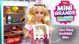 Miniature Food Mini Brands and Realistic Kitchen with Refrigerator for Barbie House