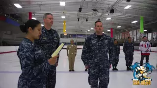 Hockey Themed US Navy Reenlistment Ceremony for Patriots Hockey Captain