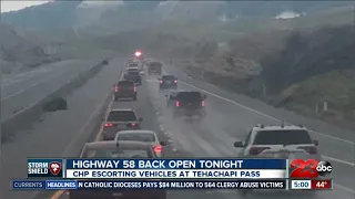CHP escorting traffic on Highway 58 at Tehachapi Pass