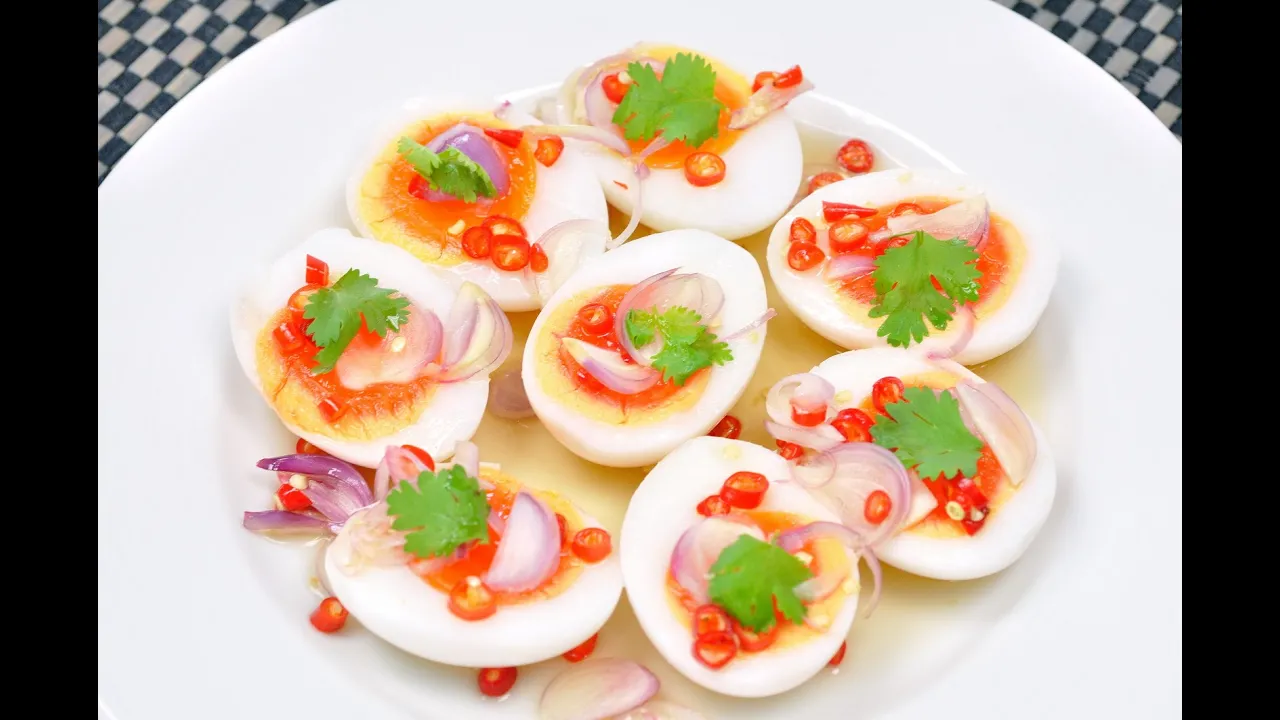 Soft Boiled Eggs Spicy Salad (Thai Food)  Yum Kai Tom 