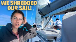 Our Sail Tore in 40 Knots…10 Minutes Into the Crossing | Day 7 Continued…
