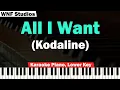 Kodaline - All I Want Karaoke Piano \u0026 Strings (LOWER KEY)