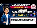 Circular Linked List Implementation in Data Structures CS25C08 Anna University Regulation 2025