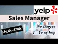 Work From Home with Yelp Sales Manager APPLY TODAY No Degree Entry Level Remote Jobs