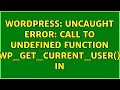 Wordpress Uncaught Error Call to undefined function wp - get