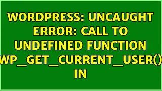Wordpress Uncaught Error Call to undefined function wp - get