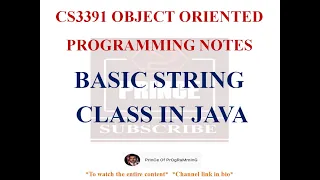 BASIC STRING CLASS IN JAVA NOTES CS3391 OBJECT ORIENTED PROGRAMMING NOTES 2021 REGULATION CSE
