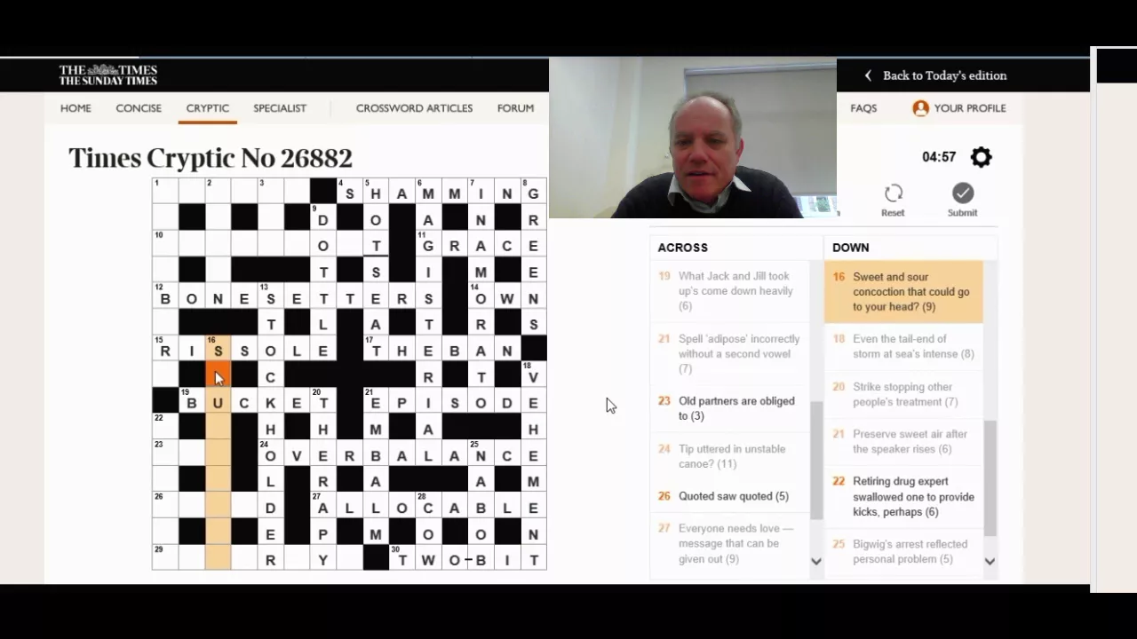 Solving the Times Crossword on 14th November