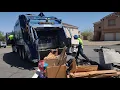Las Vegas Republic Services Peterbilt McNeilus Rear Loader Garbage Truck Packing on Bulky Items