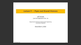 SE 350 Lecture 9 Pipes and Shared Memory