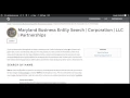 Maryland Business Entity Search Corporation LLC Partnerships