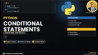 Python Tutorial Comparison Operators Logical Operators Conditional Statements if elif else