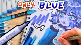Using ONLY Blue Supplies🫐 Back to Traditional Art! ✏️