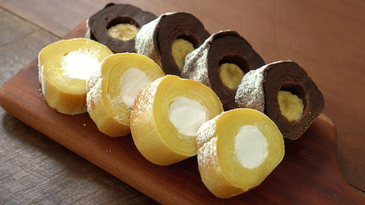 바나나 초코 롤케이크