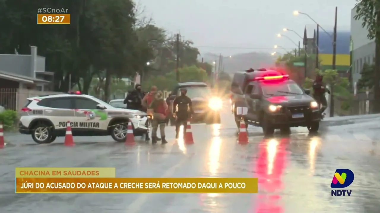 Acompanhe as primeiras informações sobre o 2º dia do júri do acusado do ataque a creche em Saudades