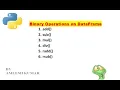 Python DataFrame Part XII Binary Operations on DataFrame