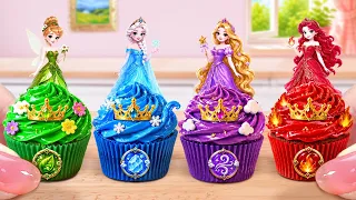 Four Elements Princess Cake Challenge🔥Amazing Miniature Princess Cupcakes Decorating 💦Mini Cakes