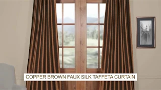 Copper Brown Faux Silk Taffeta Curtain