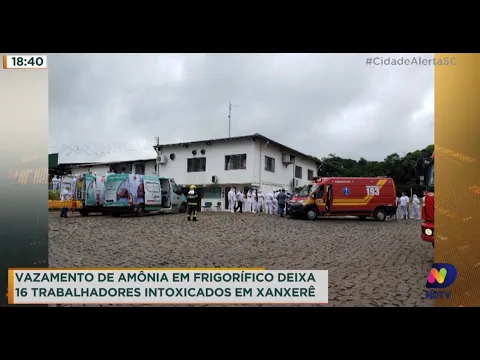 Vazamento de amônia em frigorífico deixa 16 trabalhadores intoxicados em Xanxerê