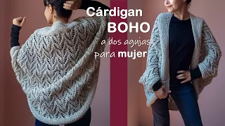 Cárdigan ¡ESTILO BOHO CON 1 CUADRADO! a dos agujas para mujer "CÁRDIGAN GRANADA"