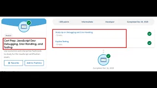Cert Prep JavaScript Dev Debugging Error Handling and Testing Salesforce