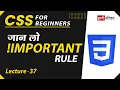 CSS Important Rule Lecture 37 CSS for Beginners