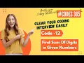 Code - 12 Find Sum Of Digits in Given Numbers Java 365 Codes By Srinivas FullStack Edutech