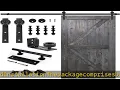 S Z TOPHAND 42 in x 84 in Deep Gray British Brace Knotty Barn Door with 8FT Sliding Door Hardware